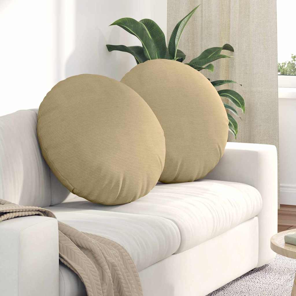 vidaXL Cojines para asiento 2 uds. Tela de pana Verde grisáceo