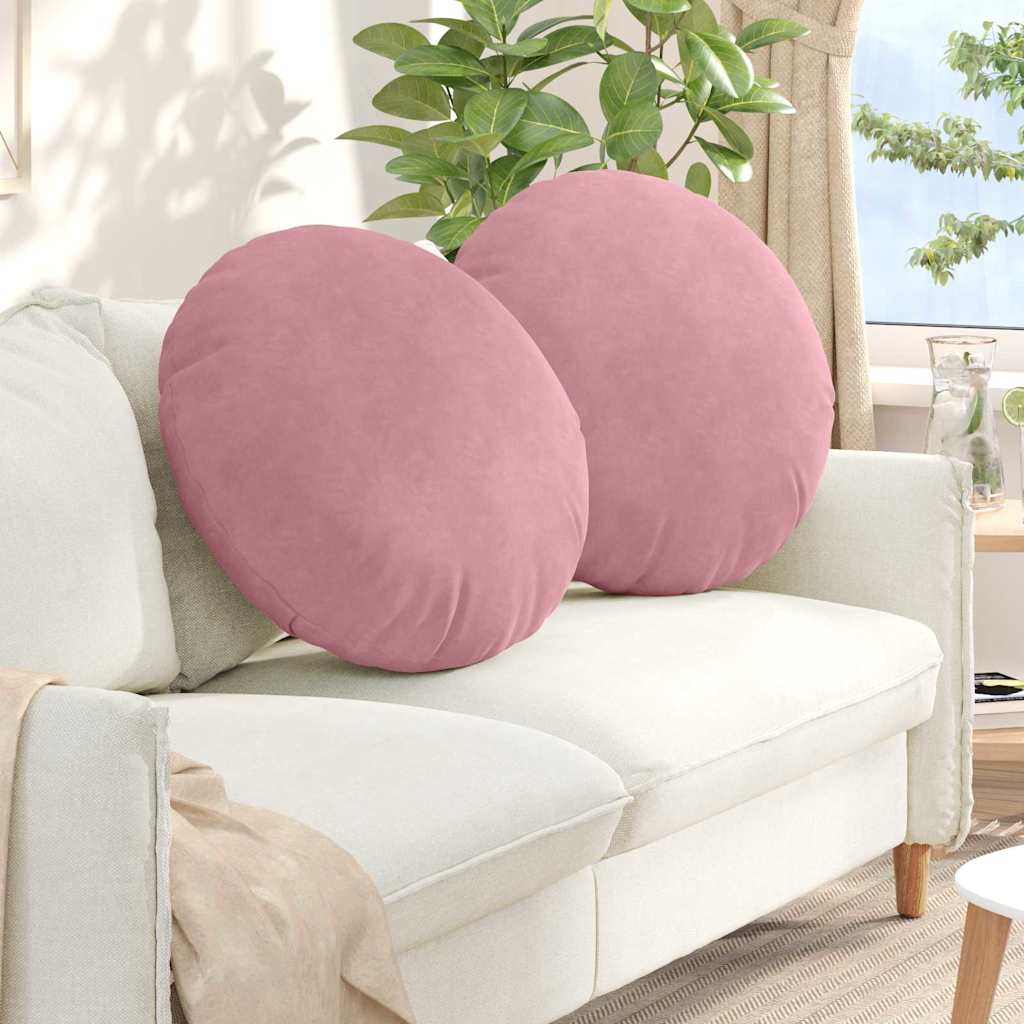 vidaXL Cojines para asiento 2 uds. Terciopelo Rosa Ø 80 x 29 cm