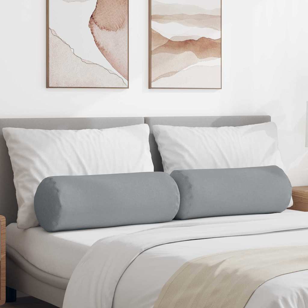 vidaXL Cojines Bolster 2 uds. tela Gris Claro Ø 25 x 70 cm