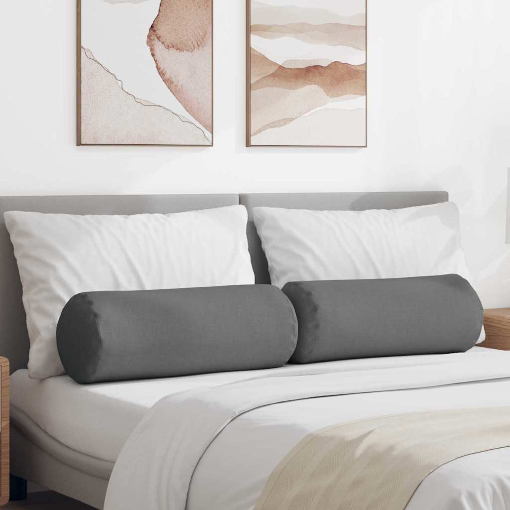 vidaXL Cojines Bolster 2 uds. tela Gris oscuro Ø 25 x 70 cm