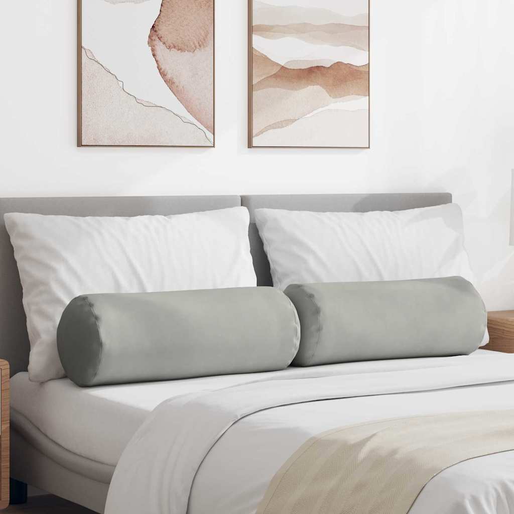 vidaXL Cojines Bolster 2 pcs Gris Claro Ø 25 x 70 cm