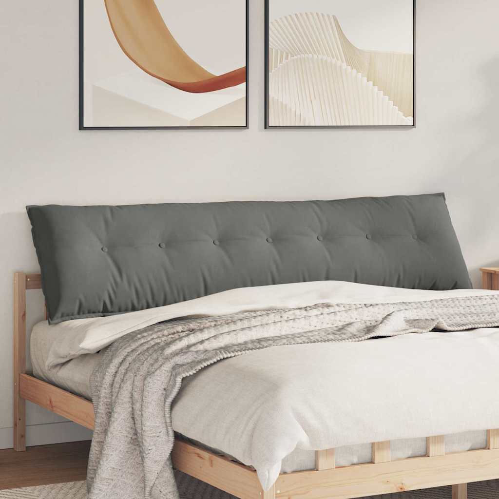 vidaXL Cojín de Espalda Gris oscuro 200 x 50 cm Tela de microfibra