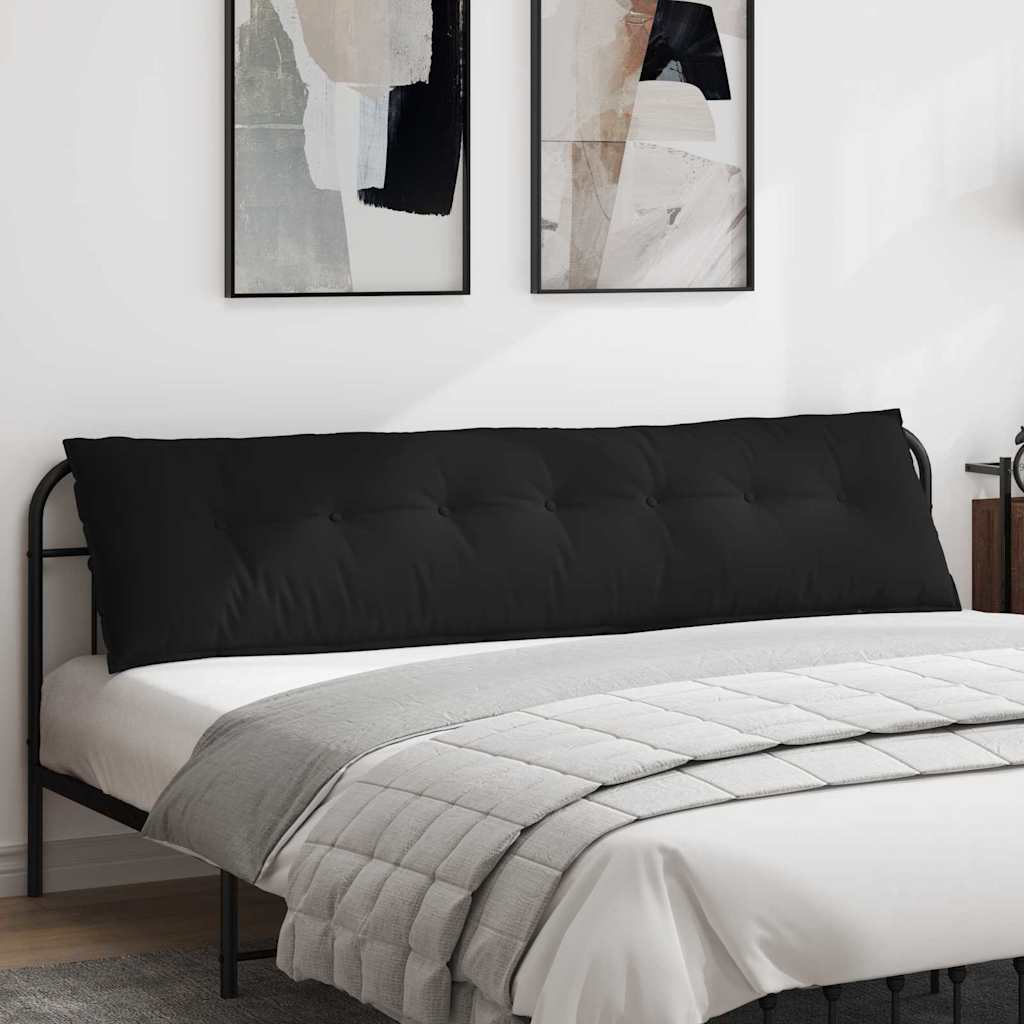 vidaXL Cojín de Espalda Negro 200 x 50 cm Tela de microfibra