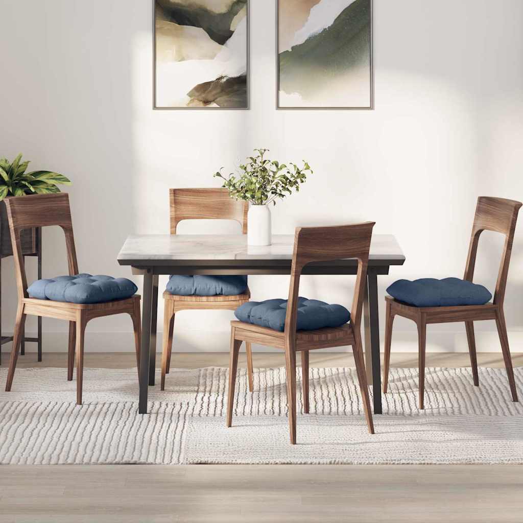 vidaXL Cojines para asiento 4 uds. Tela de Pana Azul 45 x 45 cm