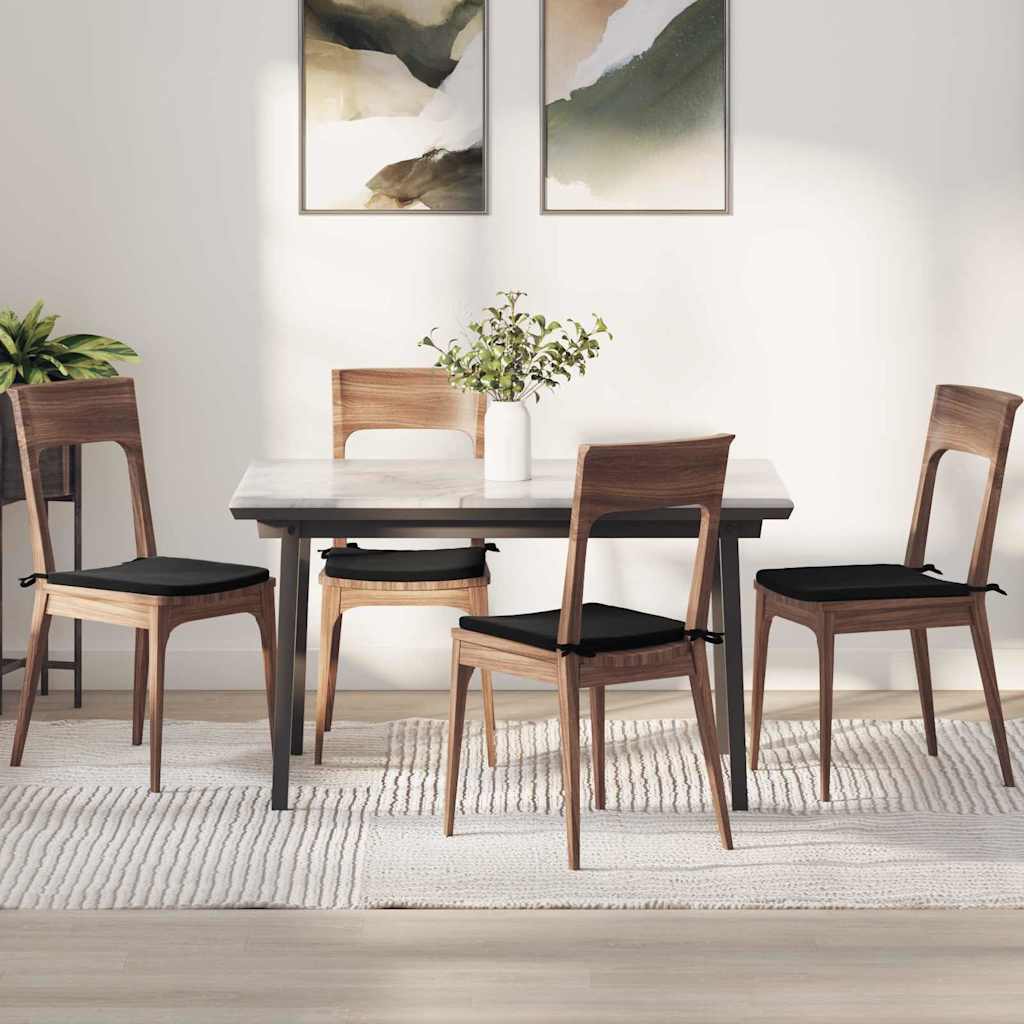 vidaXL Cojines para asiento 4 uds. Terciopelo Negro 40 x 40 x 3 cm