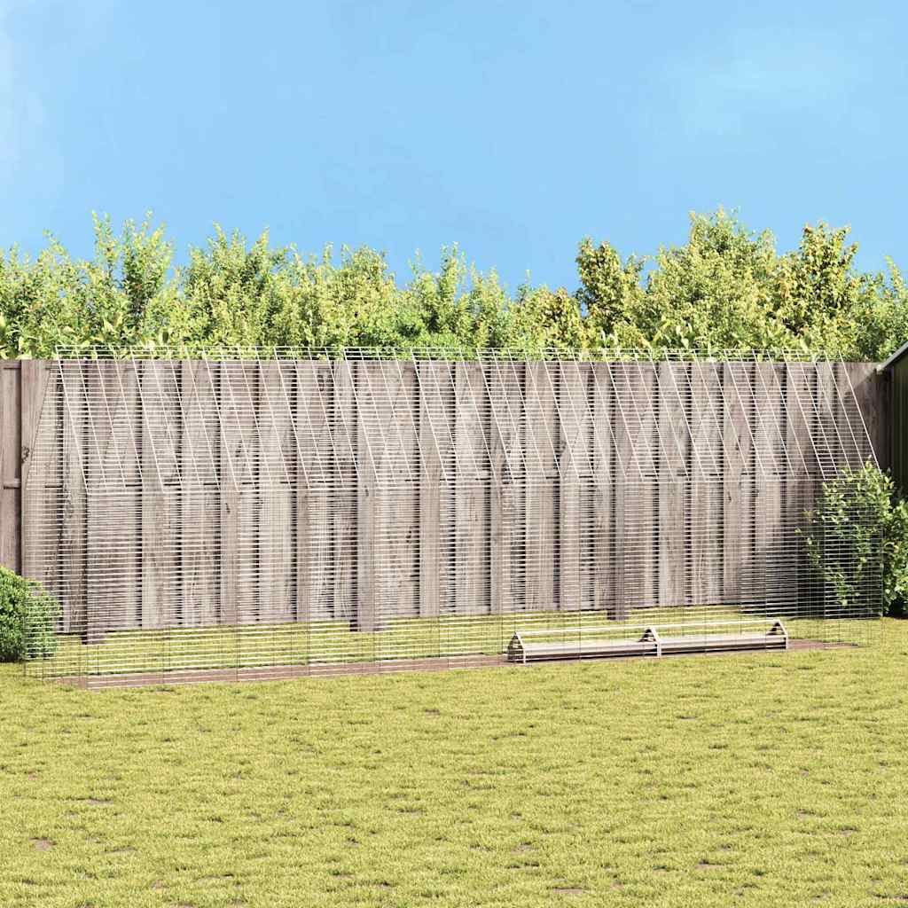 vidaXL Jaula para pollos 2 uds. Plateado 600 x 100 x 210 cm