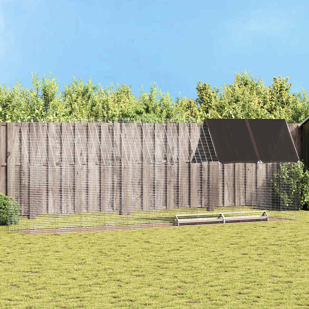 vidaXL Jaula para pollos 2 uds. Plateado 600 x 100 x 210 cm