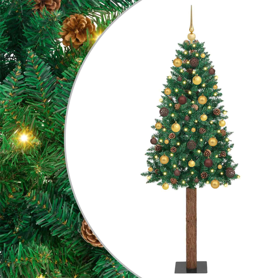 vidaXL Árbol de Navidad Delgado con 300 LED con soporte Verde 180 cm