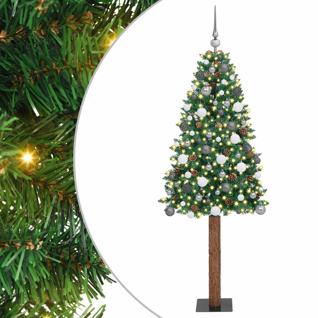 vidaXL Árbol de Navidad Delgado Verde 210 cm