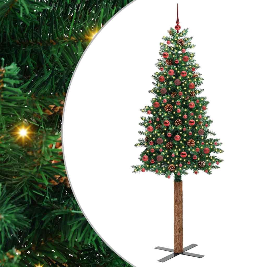 vidaXL Árbol de Navidad Delgado Verde 210 cm