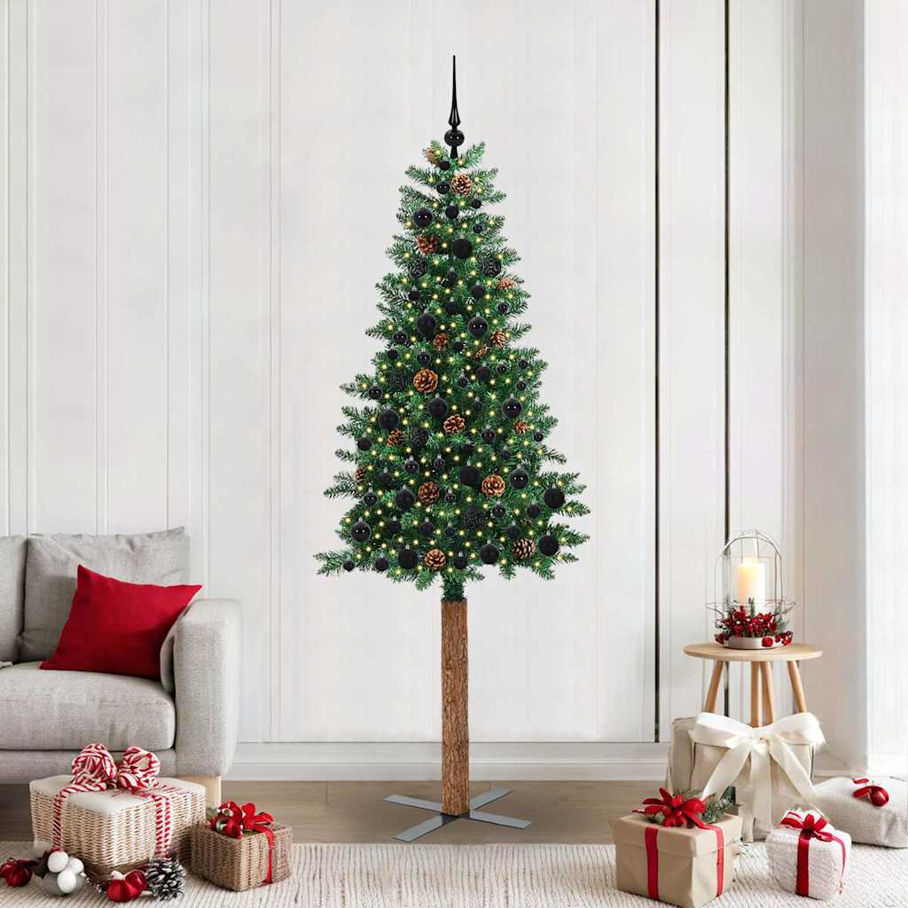 vidaXL Árbol de Navidad Delgado Verde 210 cm