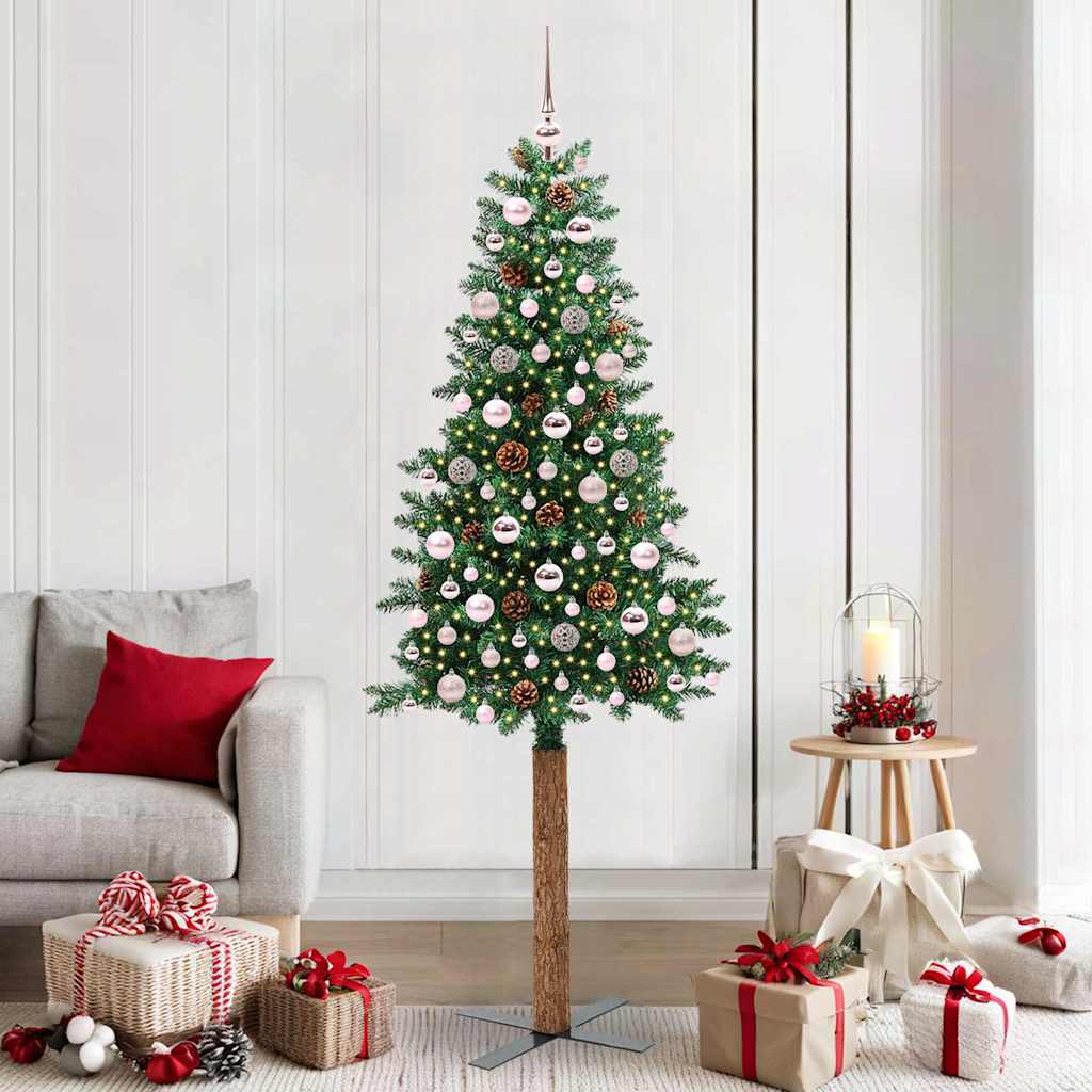 vidaXL Árbol de Navidad Delgado Verde 210 cm
