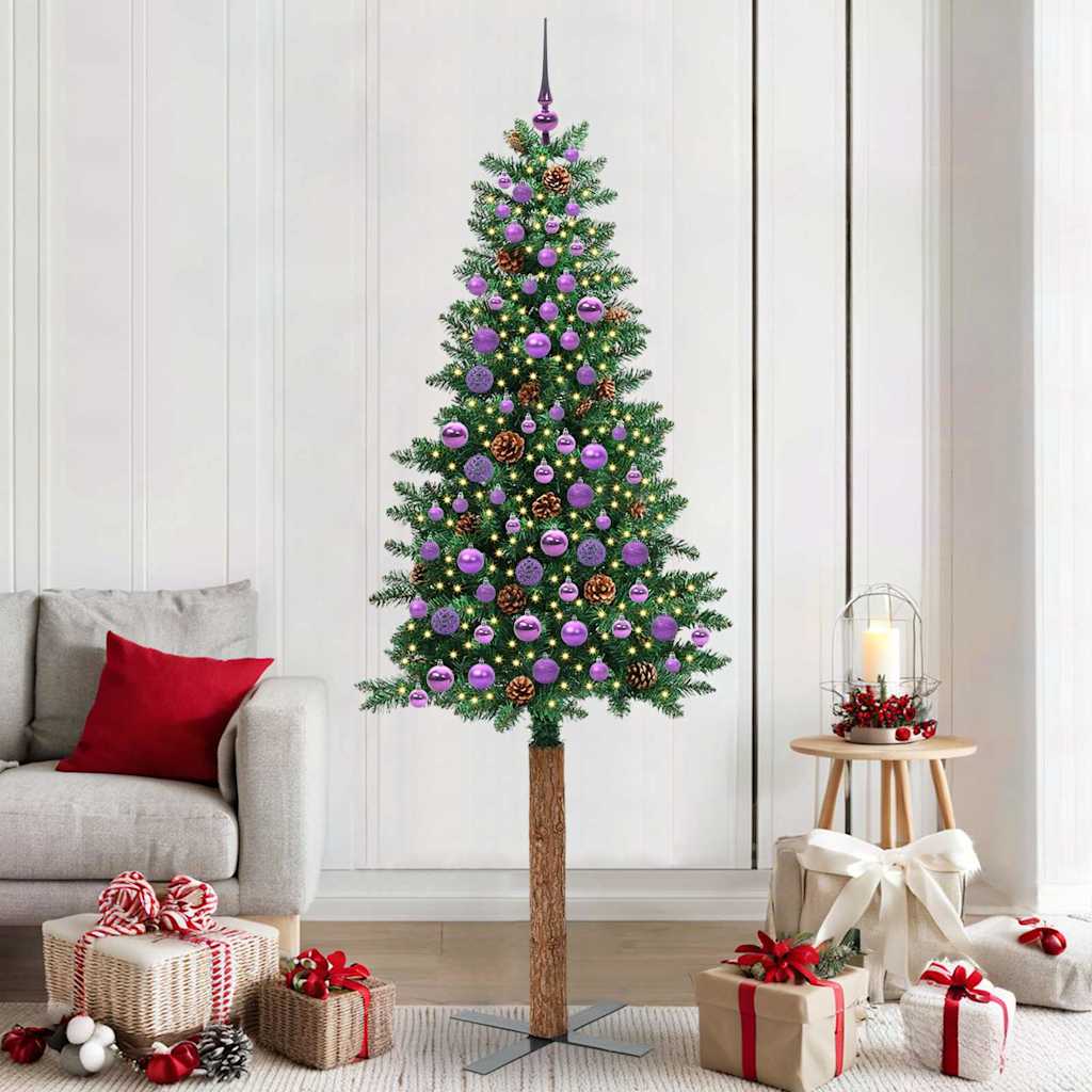 vidaXL Árbol de Navidad Delgado Verde 210 cm