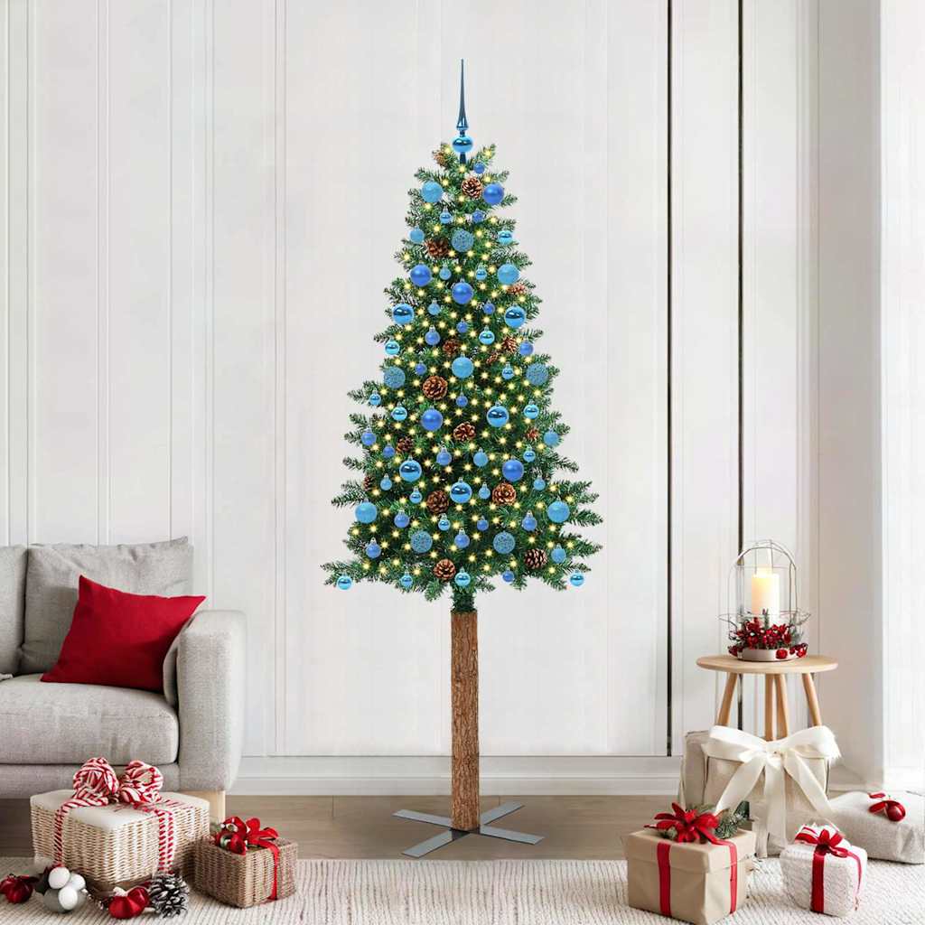 vidaXL Árbol de Navidad Delgado Verde 210 cm