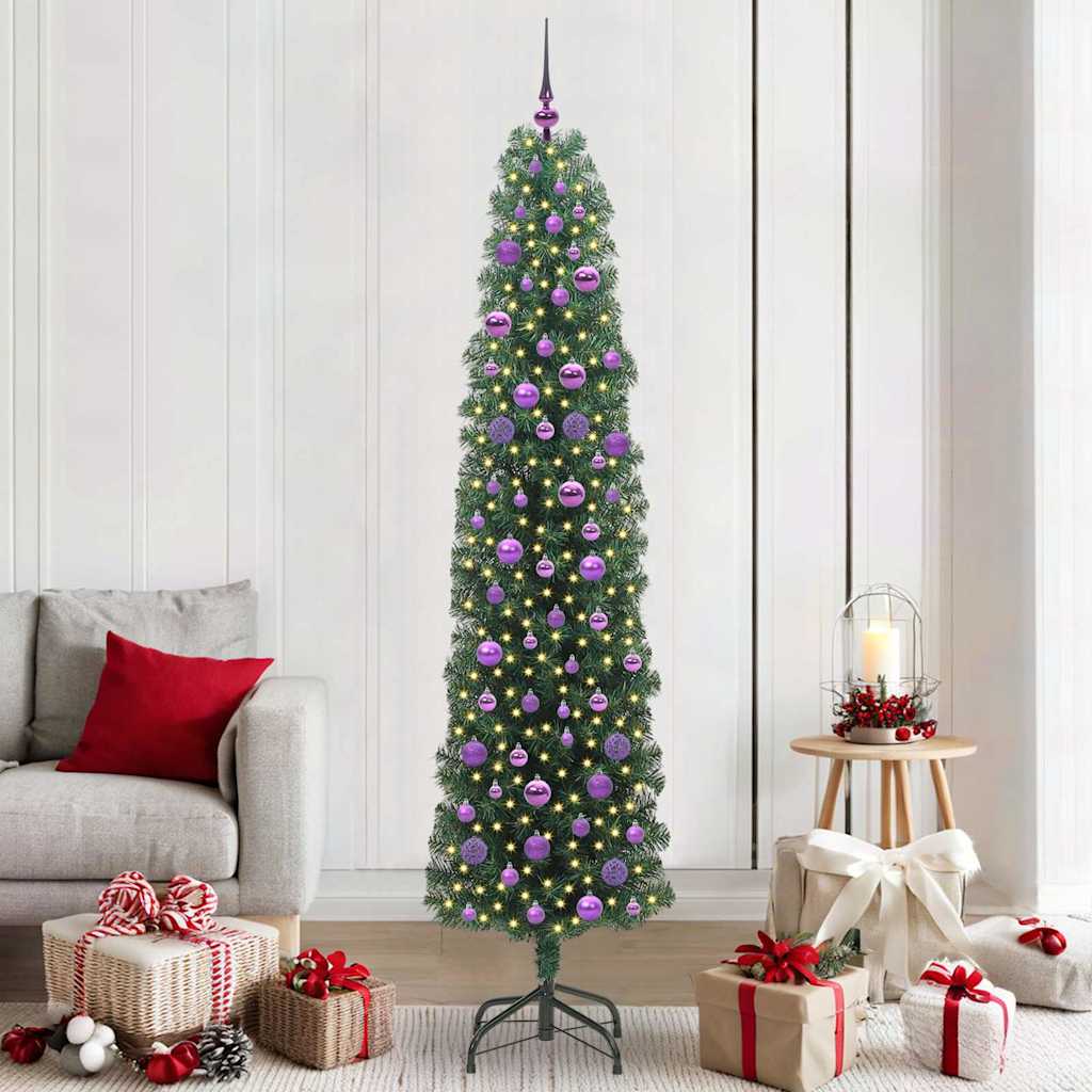 vidaXL Árbol de Navidad artificial Verde 210 cm PVC, Acero y Plástico