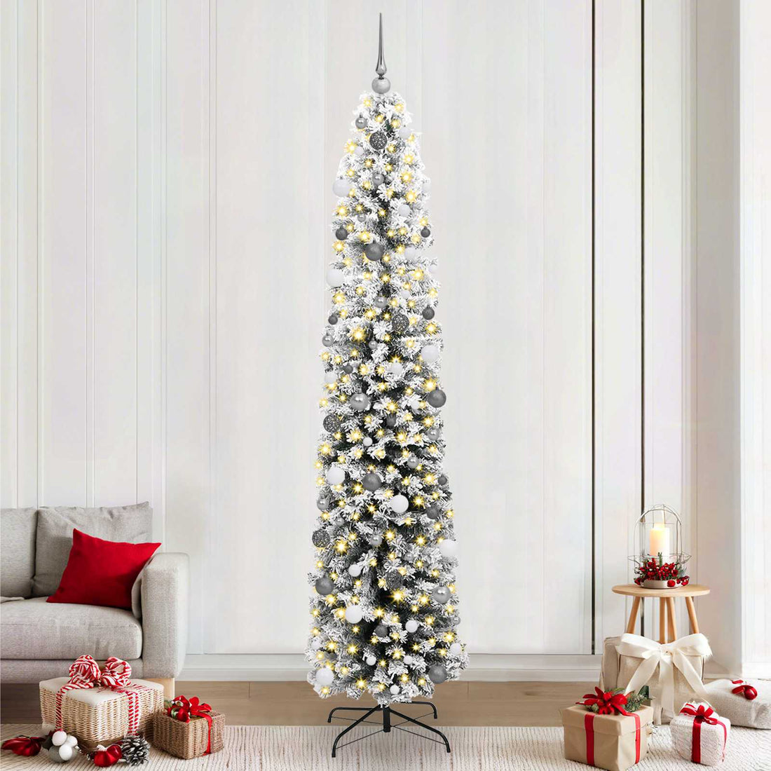 vidaXL Árbol de Navidad artificial Verde y blanco 240 cm
