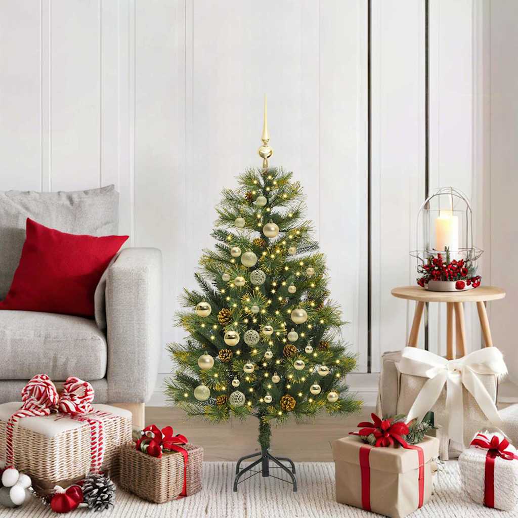 vidaXL Árbol de Navidad artificial con ramas plegables y conos 120 cm