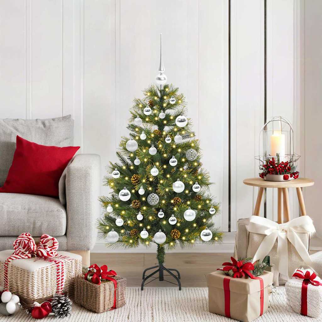 vidaXL Árbol de Navidad artificial con ramas plegables y conos 120 cm