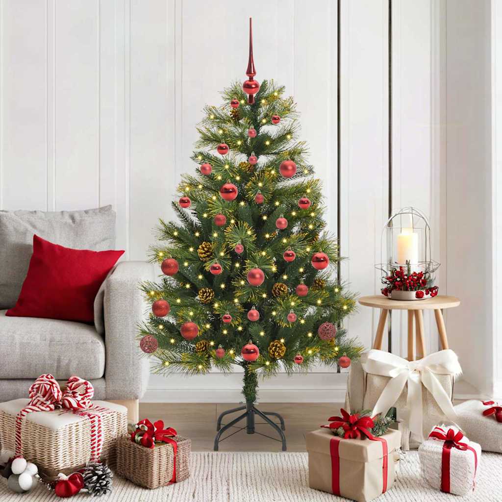 vidaXL Árbol de Navidad artificial con ramas plegables y conos 150 cm