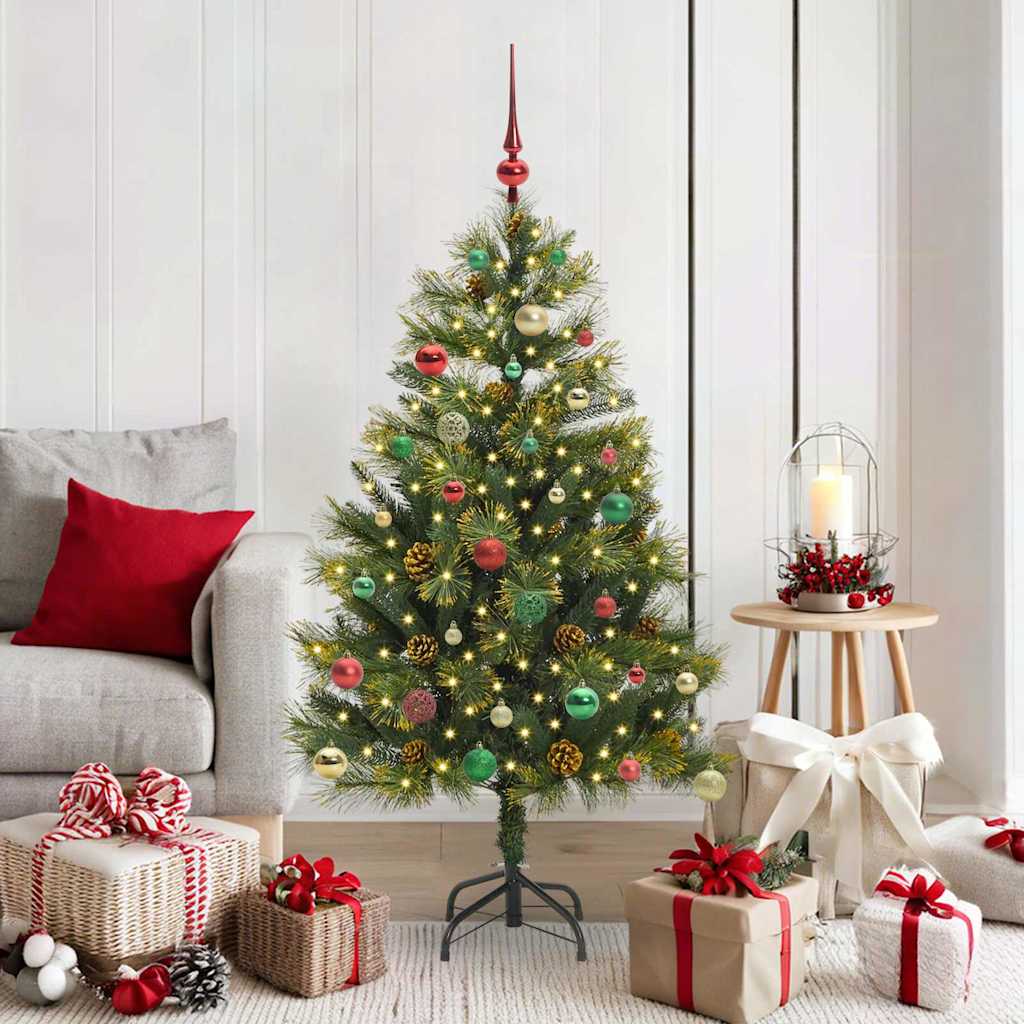 vidaXL Árbol de Navidad artificial con ramas plegables y conos 150 cm