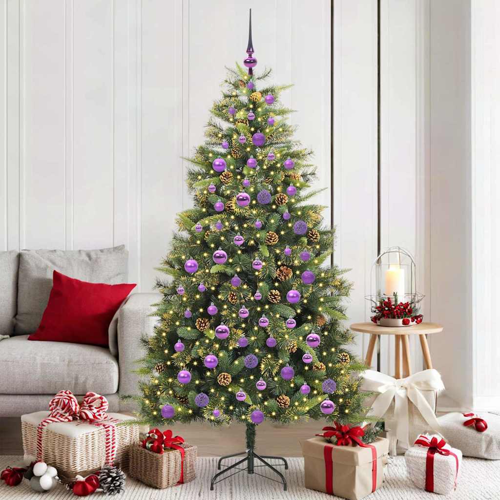 vidaXL Árbol de Navidad artificial con ramas plegables y conos 300 LED