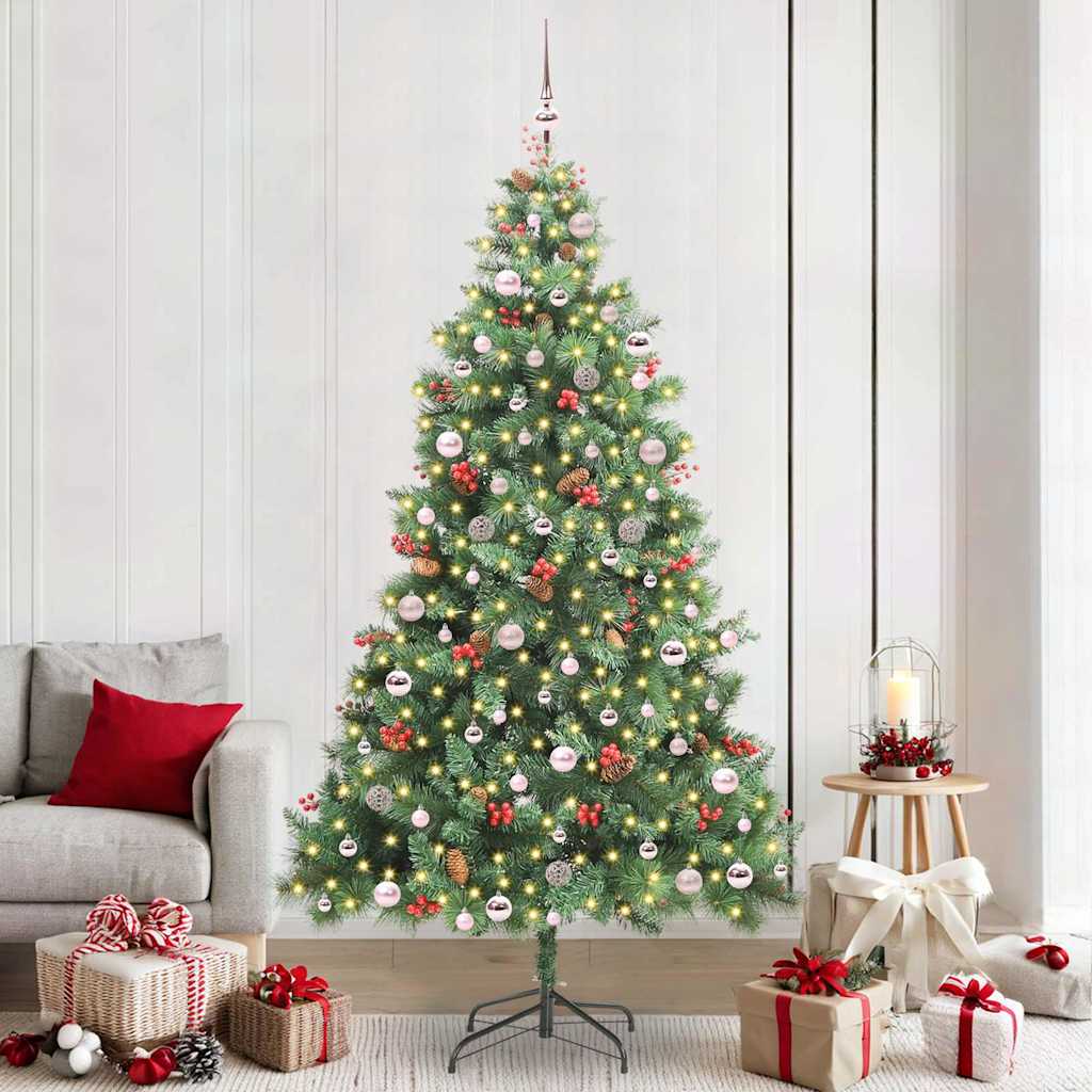 vidaXL Árbol de Navidad artificial 300 LED Blanco Cálido PVC y Metal