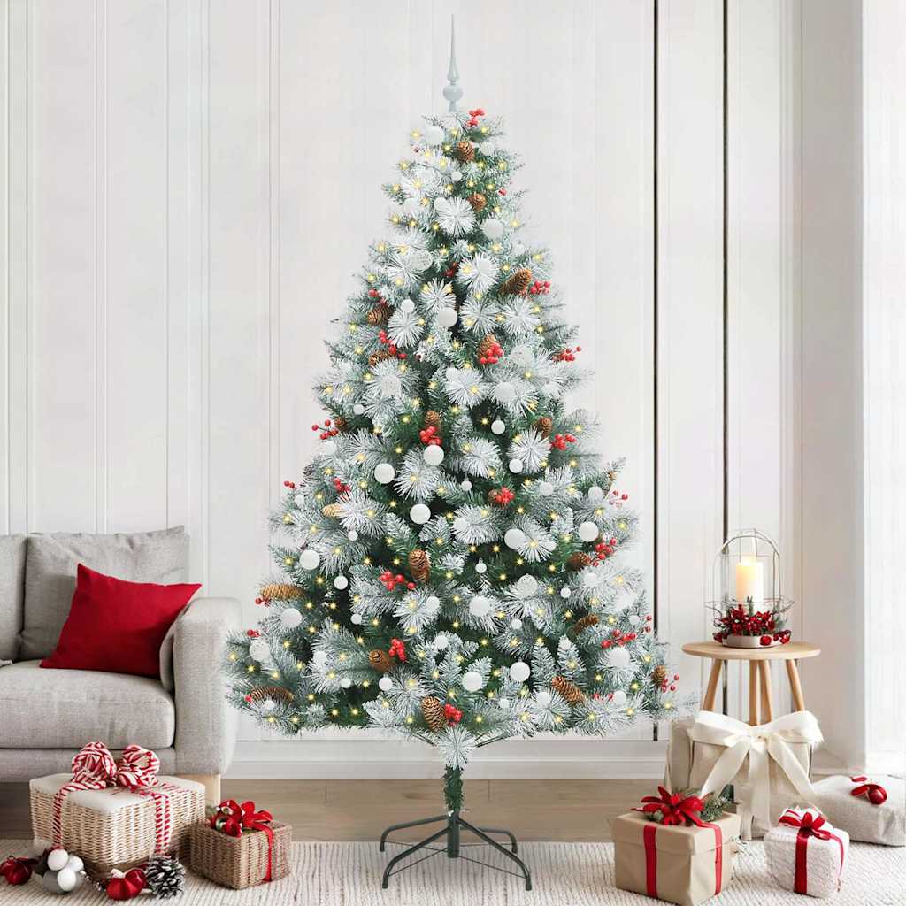 vidaXL Árbol de Navidad artificial con tiras LED verde y 240 cm