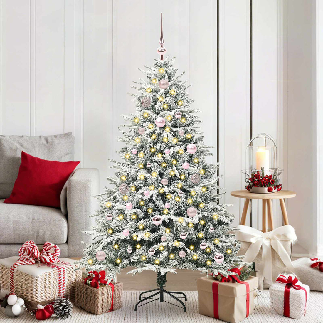 vidaXL Árbol de Navidad Artificial Pre-iluminado con Juego de Bolas