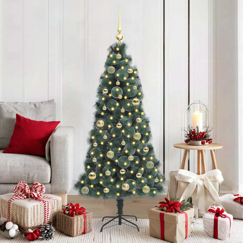 vidaXL Árbol de Navidad Artificial Pre-iluminado con Juego de Bolas