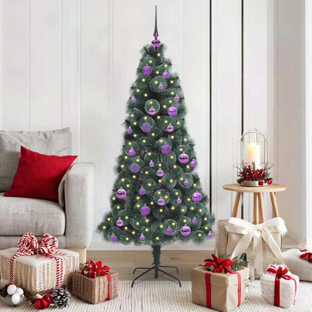 vidaXL Árbol de Navidad Artificial Preiluminado con Set de Bolas Verde