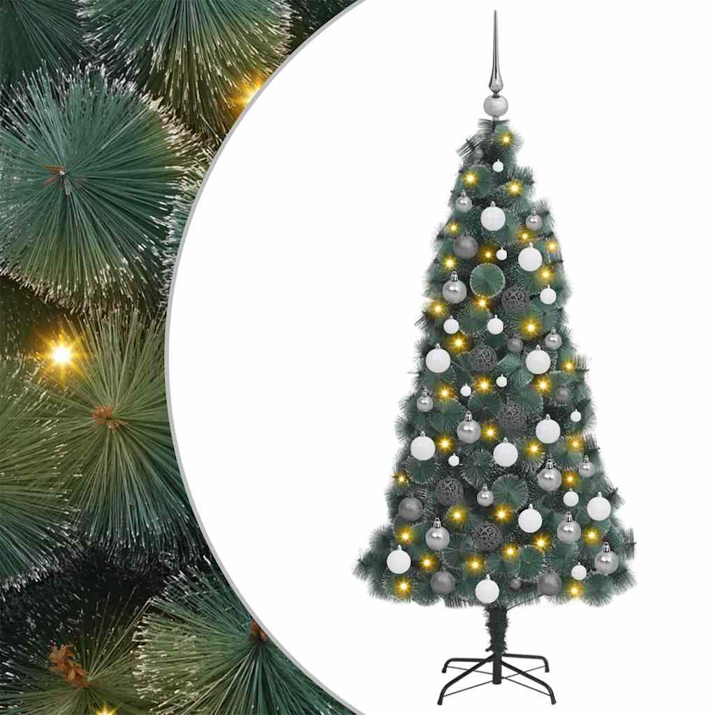 vidaXL Árbol de Navidad artificial preiluminado con juego de bolas PET