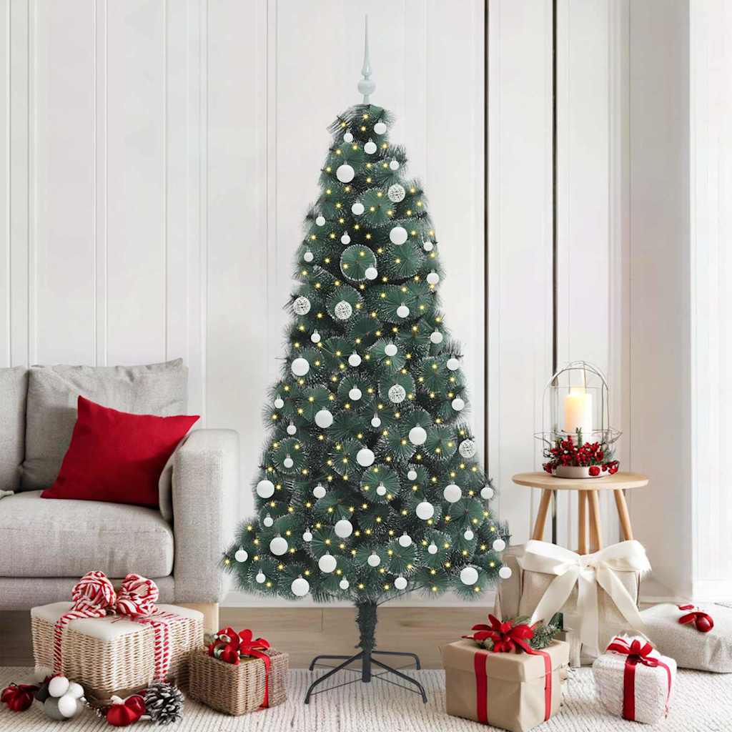 vidaXL Árbol de Navidad Artificial Preiluminado con Set de Bolas Verde