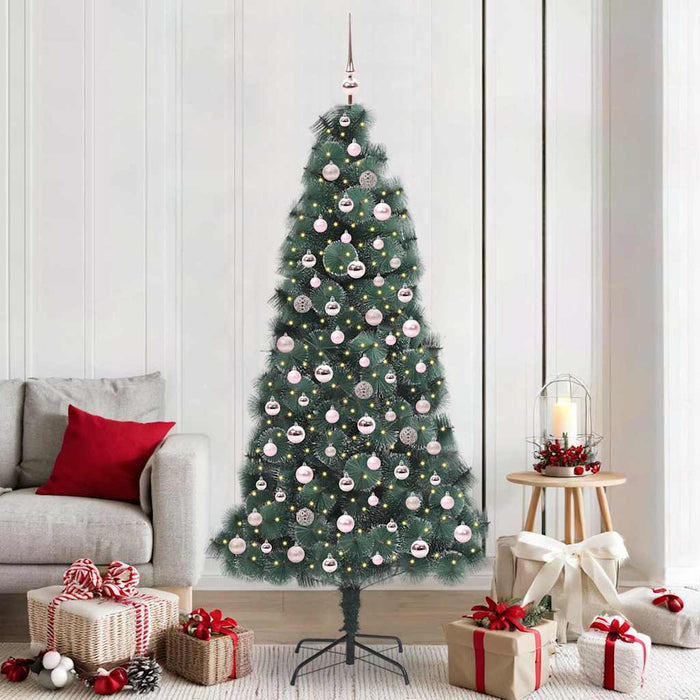 vidaXL Árbol de Navidad artificial preiluminado con juego de bolas PET
