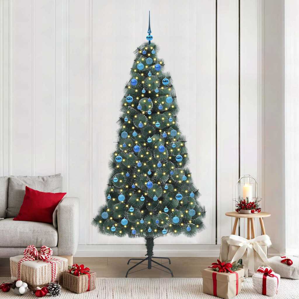 vidaXL Árbol de Navidad Artificial Pre-iluminado con Juego de Bolas