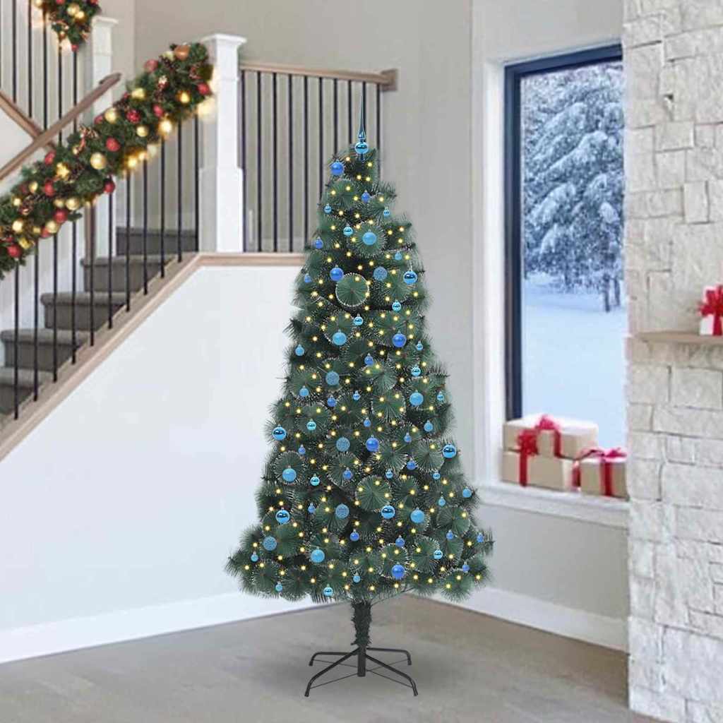 vidaXL Árbol de Navidad artificial preiluminado con juego de bolas PET