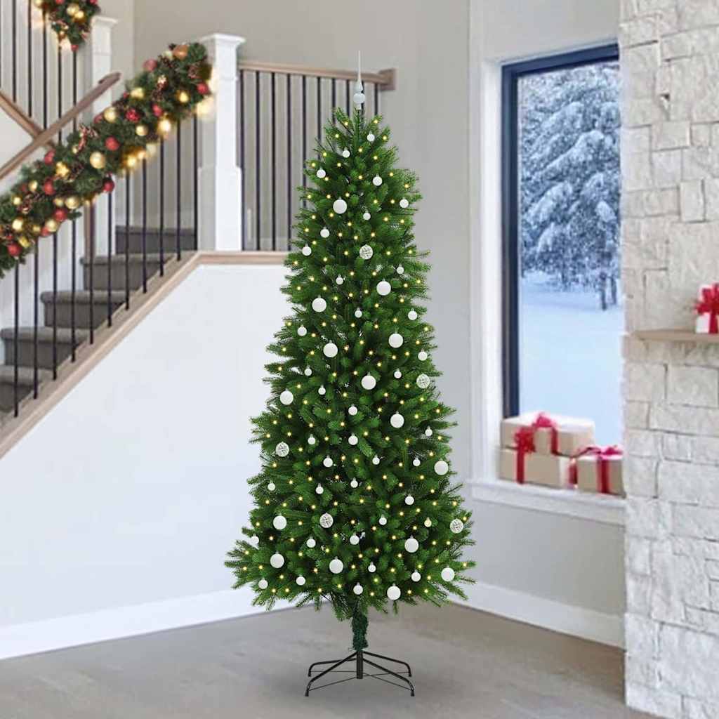 vidaXL Árbol de Navidad con 300 LED con soporte Verde 240 cm PE