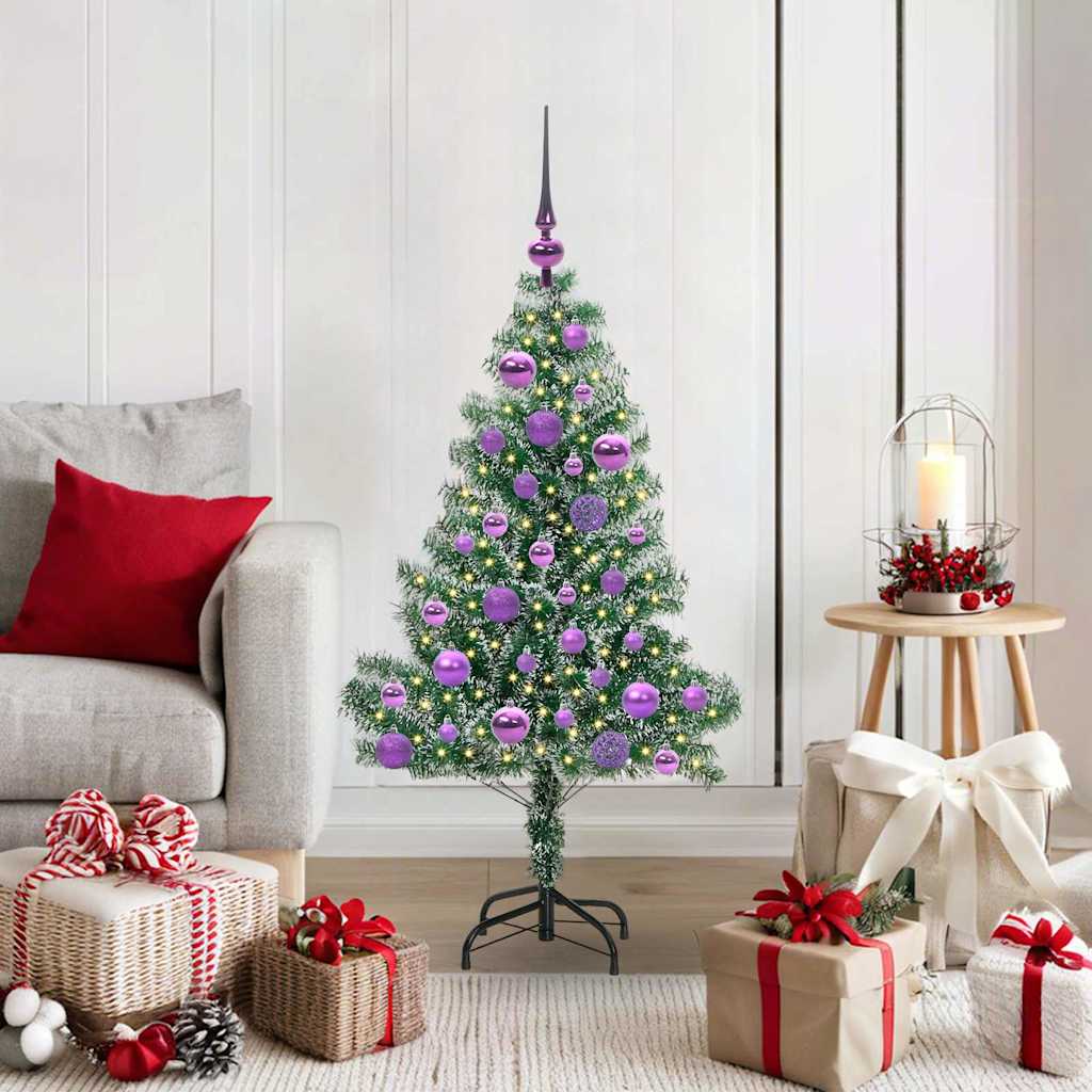 vidaXL Árbol de Navidad Artificial Nevado con Luz LED Verde y 120 cm