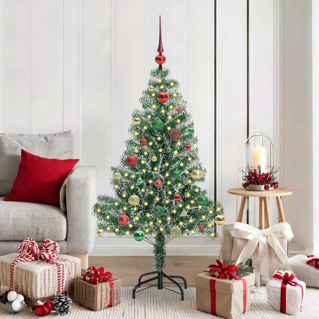 vidaXL Árbol de Navidad Artificial Nevado con Luz LED Verde y 150 cm