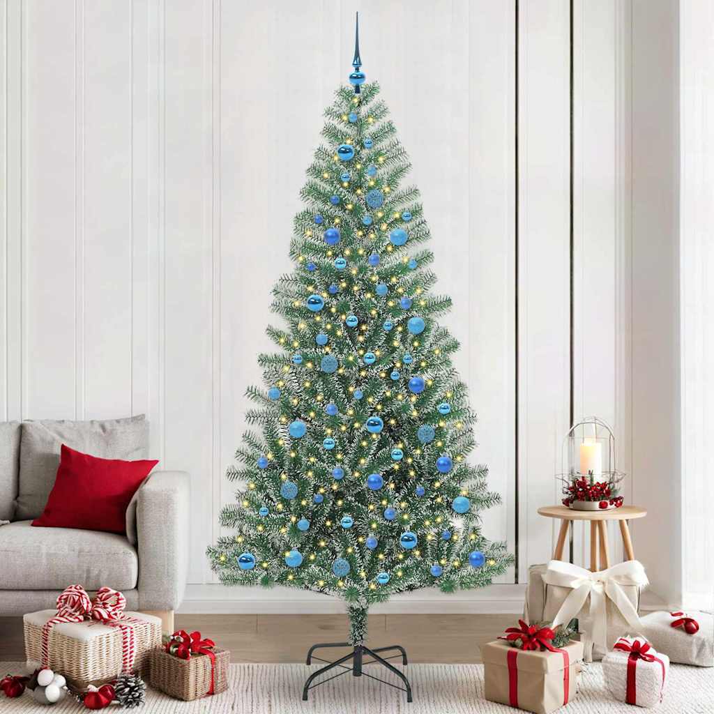 vidaXL Árbol de Navidad Artificial Nevado con Luz LED Verde y 240 cm