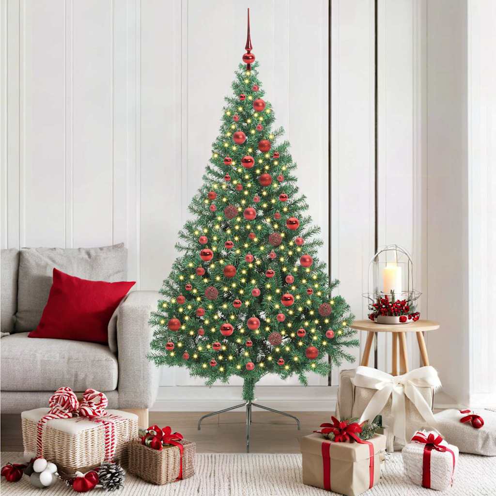 vidaXL Árbol de Navidad Artificial Preiluminado Verde 180 cm PVC
