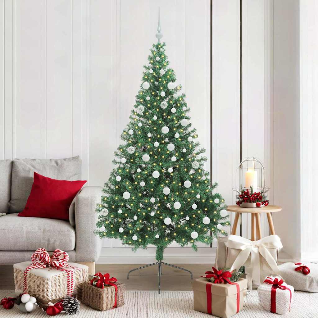 vidaXL Árbol de Navidad Artificial Preiluminado Verde 180 cm PVC