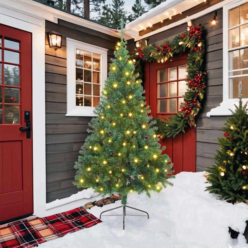 vidaXL Árbol de Navidad Artificial Preiluminado Verde 210 cm PVC