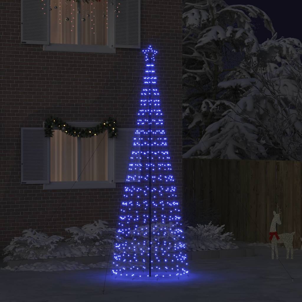 vidaXL Árbol de Navidad LED con estacas de tierra Azul 400 cm Hierro