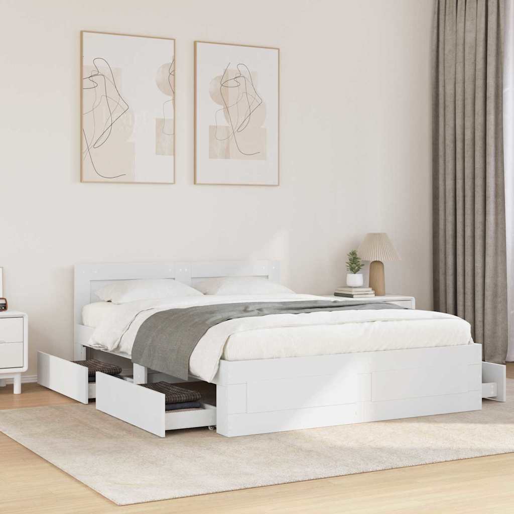 vidaXL Estructura de cama con cajón con cabecera Madera de ingeniería