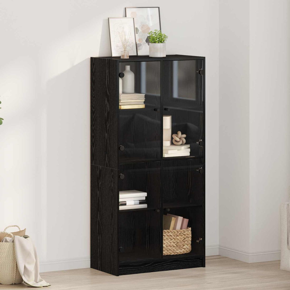 vidaXL Alacena Roble Negro 68 x 37 x 142 cm Madera de ingeniería