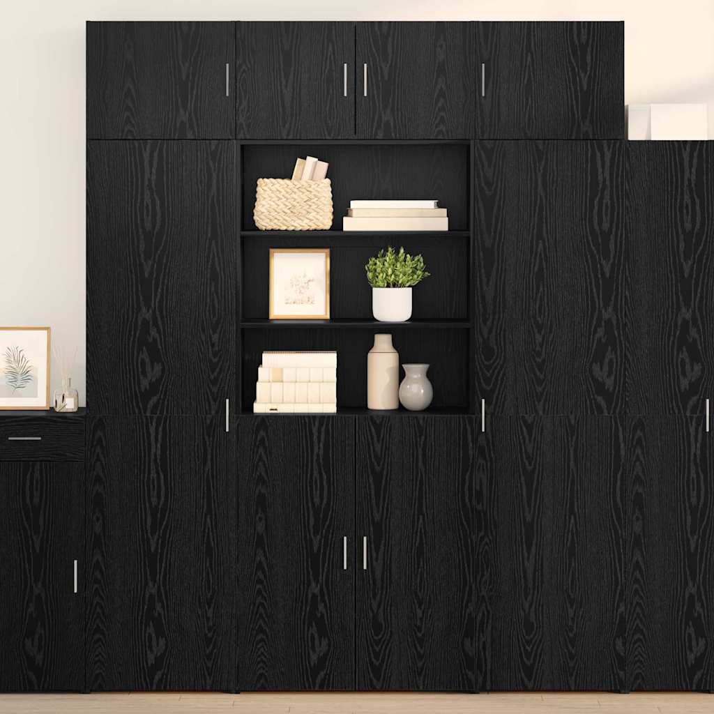 vidaXL Alacena Roble Negro 80 x 42,5 x 185 cm Madera de ingeniería