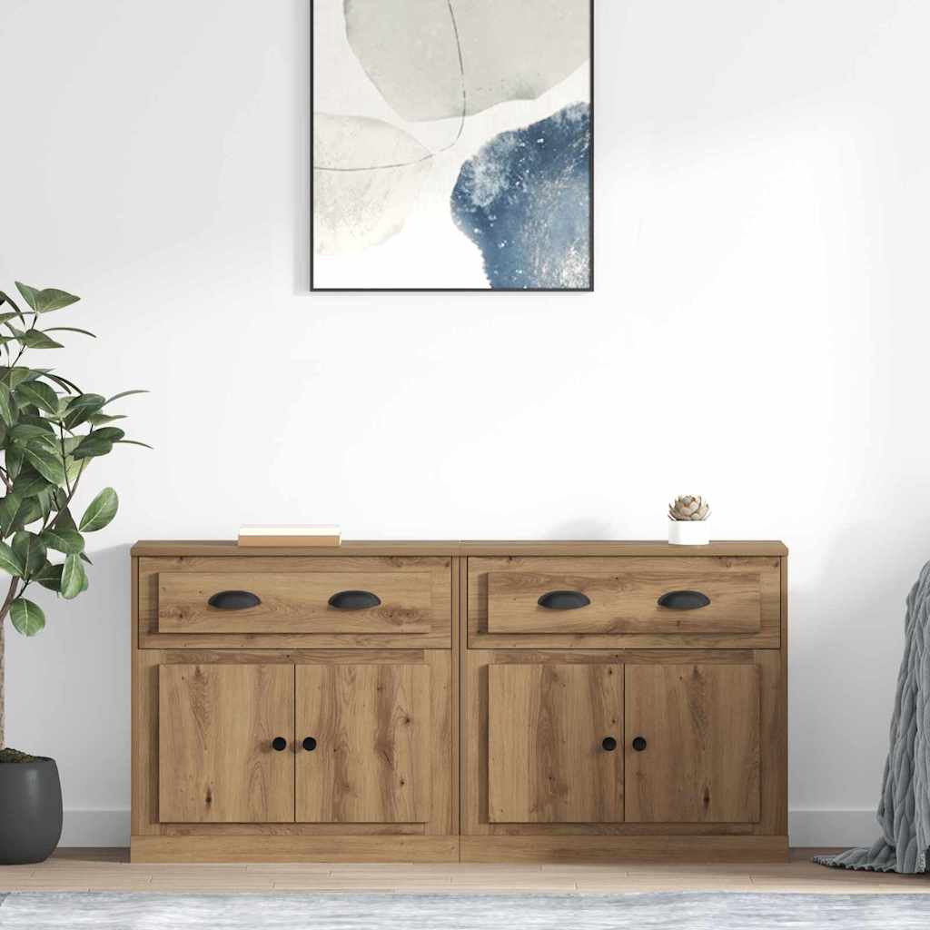 vidaXL Tableros Lateral 2 uds. Roble artisan 70 x 35,5 x 67,5 cm
