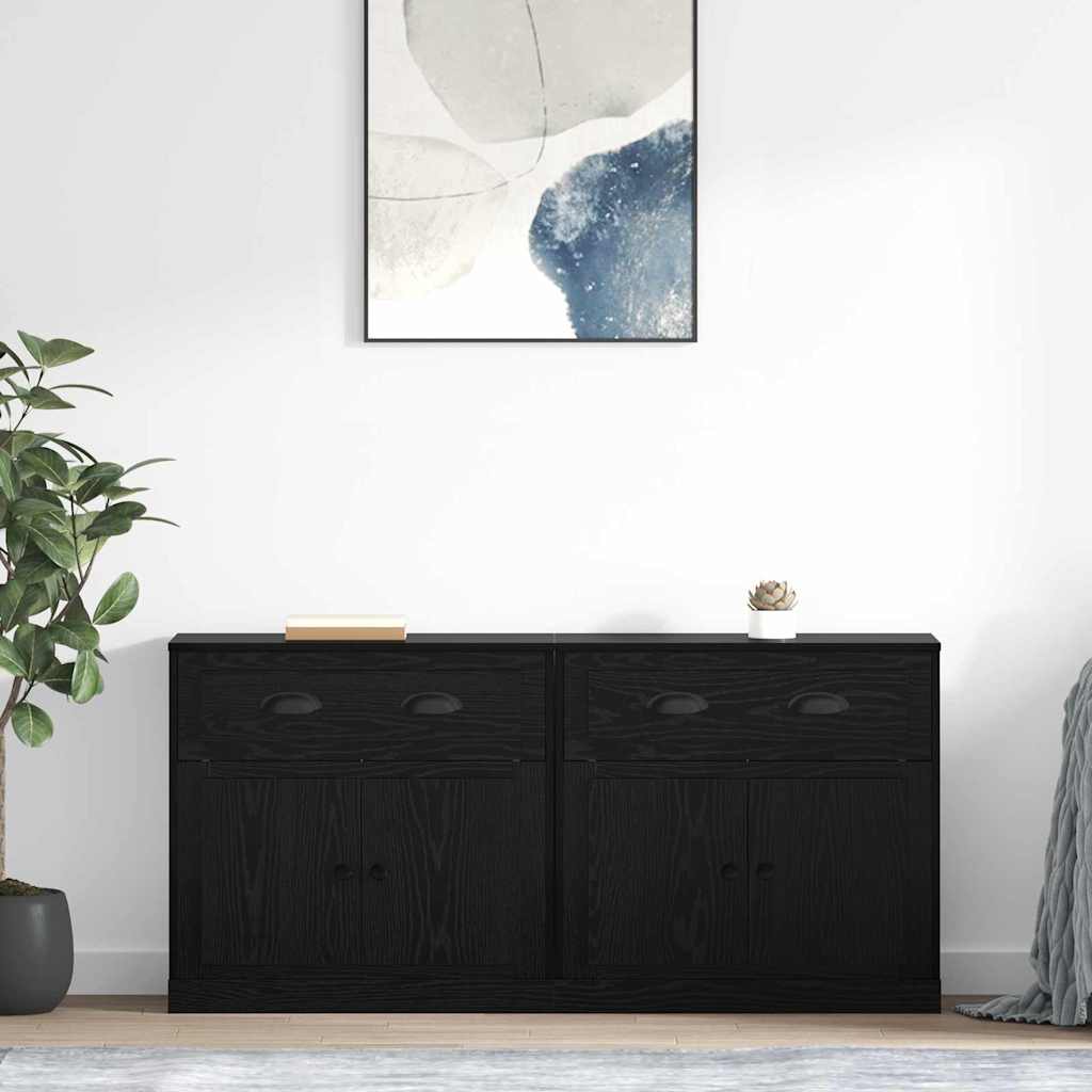 vidaXL Tableros Lateral 2 uds. Roble Negro 70 x 35,5 x 67,5 cm