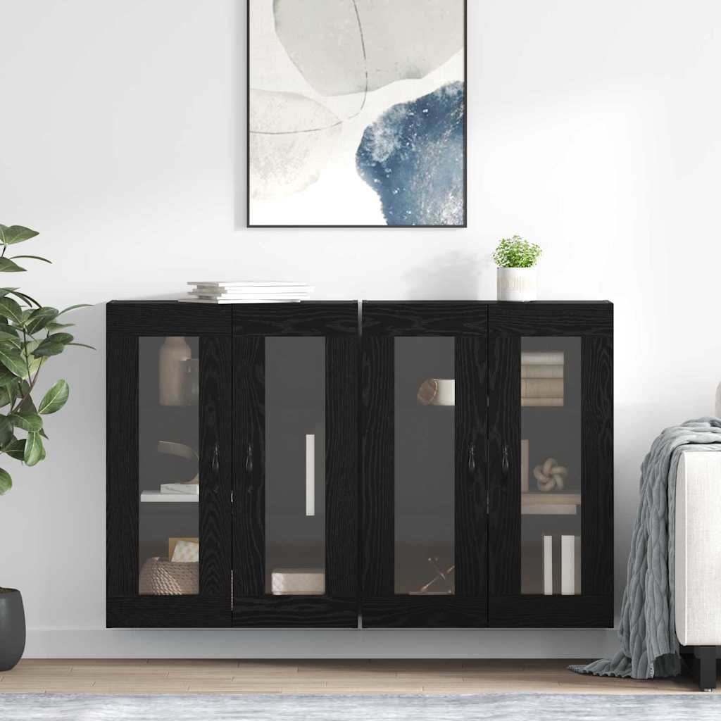 vidaXL Armarios de pared 2 uds. Roble Negro 69,5 x 34 x 90 cm