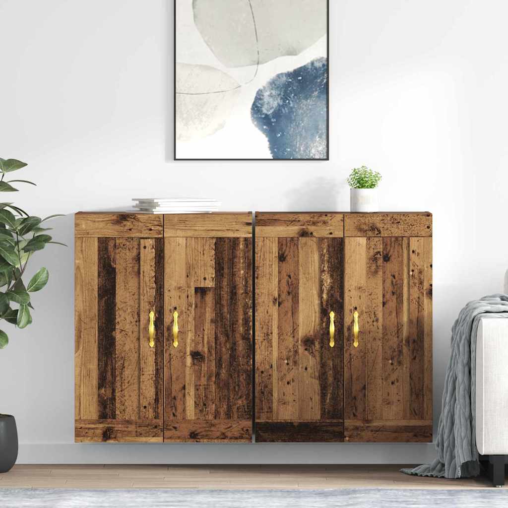 vidaXL Mueble de pared 2 uds. Madera vieja 69,5 x 34 x 90 cm